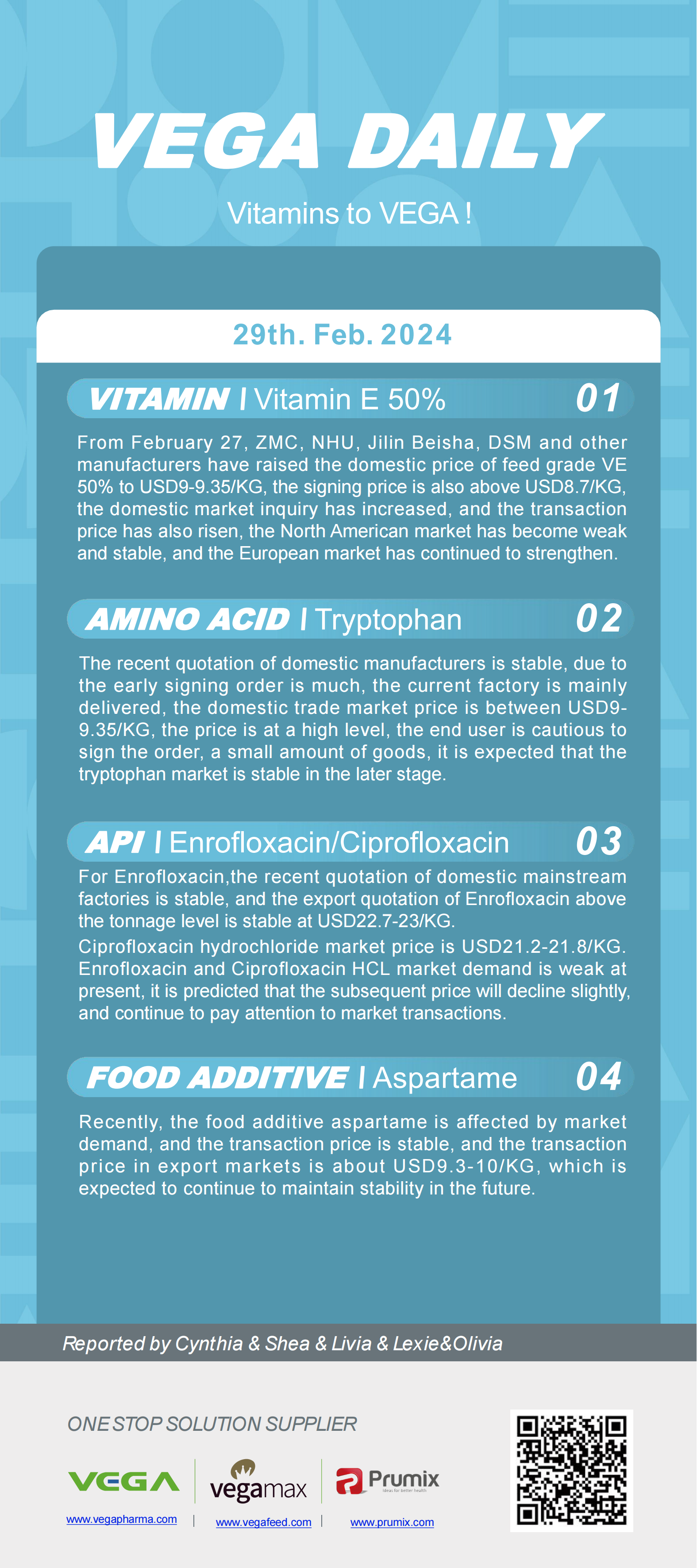 Vega Daily Dated on Fab 29th 2024 Vitamin Amino Acid APl Food Additives.png